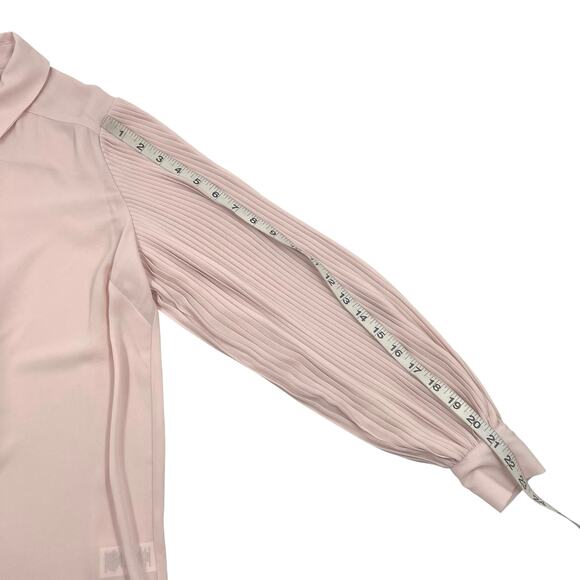 T Tahari Womens Blush Pink Pleated Balloon Sleeve Button Up Work Shirt Sz XS - Picture 12 of 13